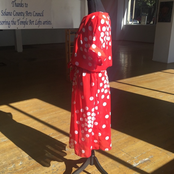 Red and white polka dot retro inspired sheer dress - Picture 8 of 8